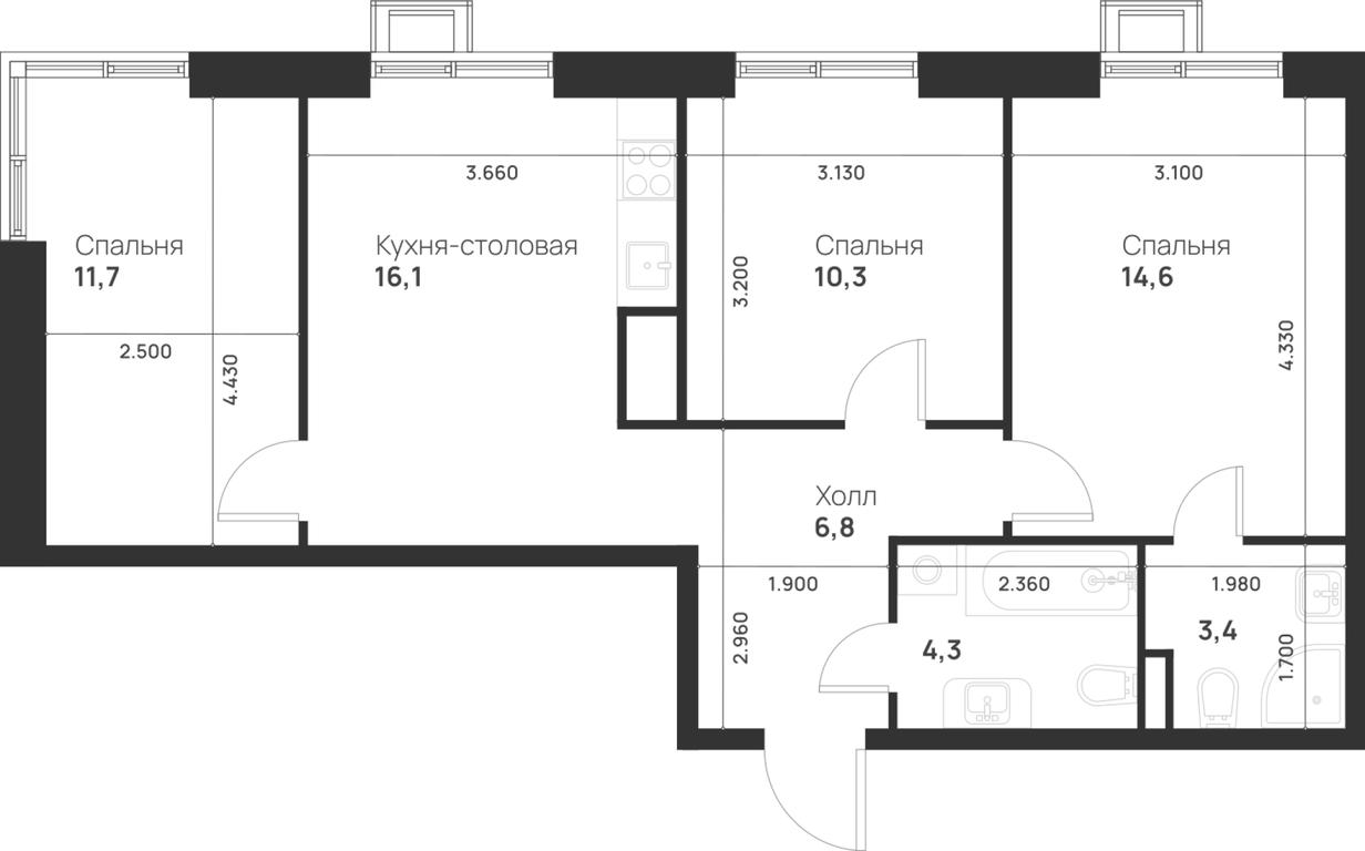 2-BD Apartment Sale, 67.2 sq. m. at Газопровод, Sosenskoye Settlement, Moscow, Russia #1 2-BD Apartment Sale, 67.2 sq. m. at Газопровод, Sosenskoye Settlement, Moscow, Russia #1