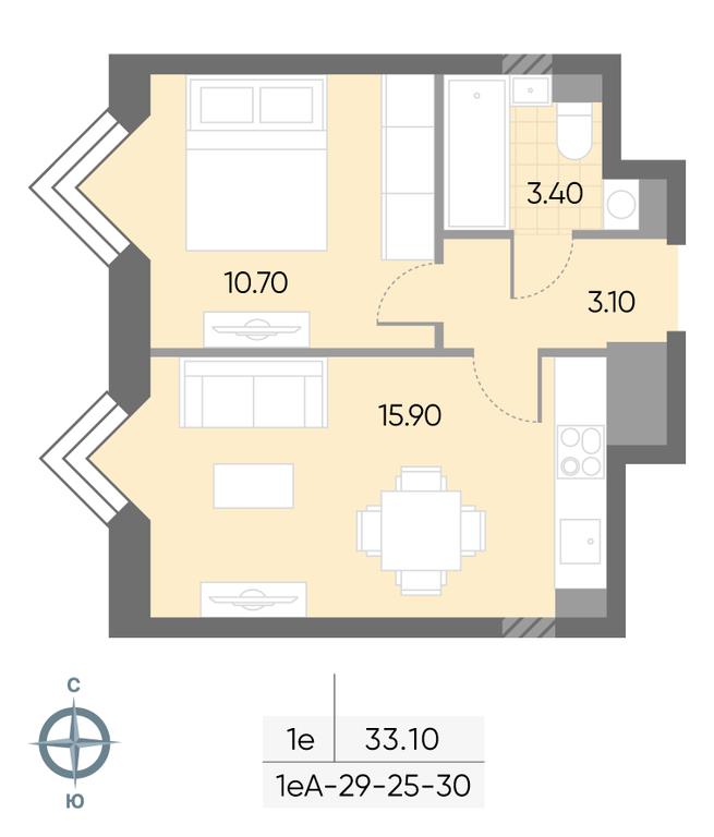 1-BD Apartment Sale, 33.1 sq. m. at Wave, Borisovskye Prudy Street, 1Б, Moscow, Russia #2 1-BD Apartment Sale, 33.1 sq. m. at Wave, Borisovskye Prudy Street, 1Б, Moscow, Russia #2