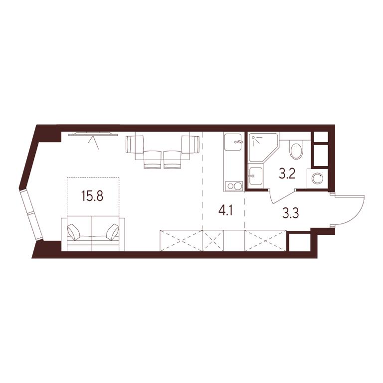 Apartment Sale, 26.4 sq. m. at INDY TOWERS (Indi Tauerz), Kuusinen Street, Moscow, Russia #1