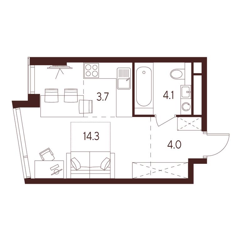 Apartment Sale, 26.1平方米 at INDY TOWERS (Indi Tauerz), Kuusinen Street, Moscow, Russia #1