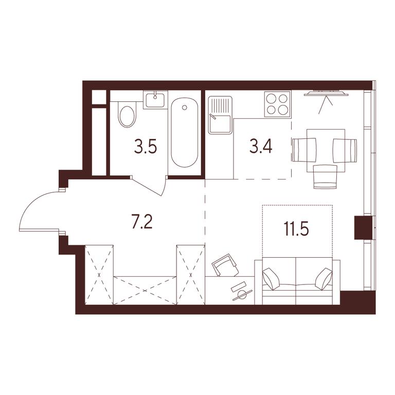 Apartment Sale, 25.6 sq. m. at INDY TOWERS (Indi Tauerz), Kuusinen Street, Moscow, Russia #1