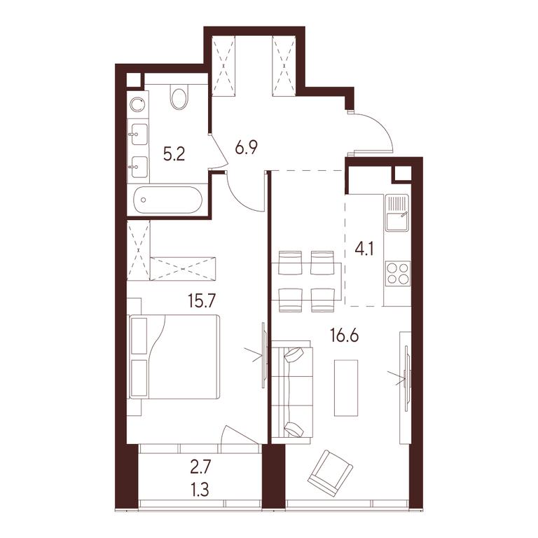 1-BD Apartment Sale, 49.8 sq. m. at INDY TOWERS (Indi Tauerz), Kuusinen Street, Moscow, Russia #1 1-BD Apartment Sale, 49.8 sq. m. at INDY TOWERS (Indi Tauerz), Kuusinen Street, Moscow, Russia #1