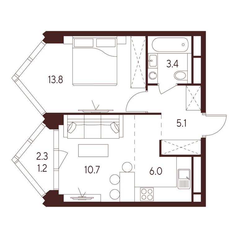 1-BD Apartment Sale, 40.2平方米 at INDY TOWERS (Indi Tauerz), Kuusinen Street, Moscow, Russia #1 1-BD Apartment Sale, 40.2平方米 at INDY TOWERS (Indi Tauerz), Kuusinen Street, Moscow, Russia #1