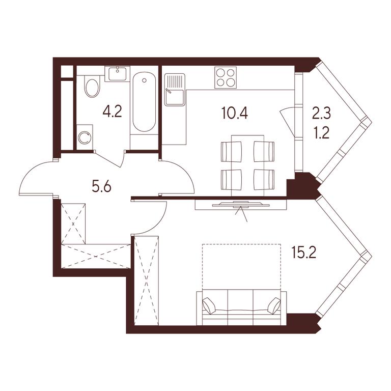 1-BD Apartment Sale, 36.6 sq. m. at INDY TOWERS (Indi Tauerz), Kuusinen Street, Moscow, Russia #1