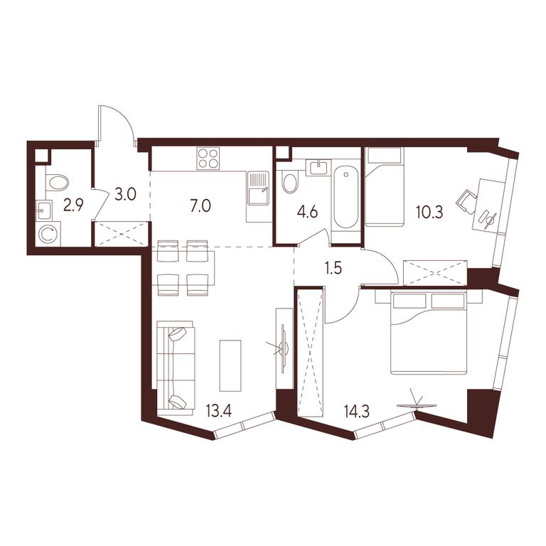 2-BD Apartment Sale, 57平方米 at INDY TOWERS (Indi Tauerz), Kuusinen Street, Moscow, Russia #1 2-BD Apartment Sale, 57平方米 at INDY TOWERS (Indi Tauerz), Kuusinen Street, Moscow, Russia #1