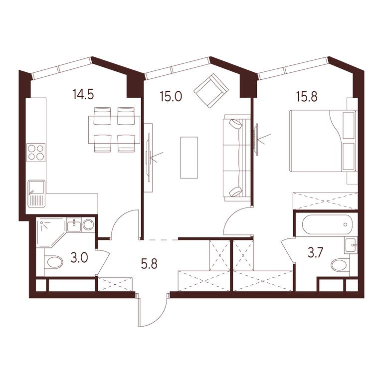 2-BD Apartment Sale, 57.8 sq. m. at INDY TOWERS (Indi Tauerz), Kuusinen Street, Moscow, Russia #1 2-BD Apartment Sale, 57.8 sq. m. at INDY TOWERS (Indi Tauerz), Kuusinen Street, Moscow, Russia #1