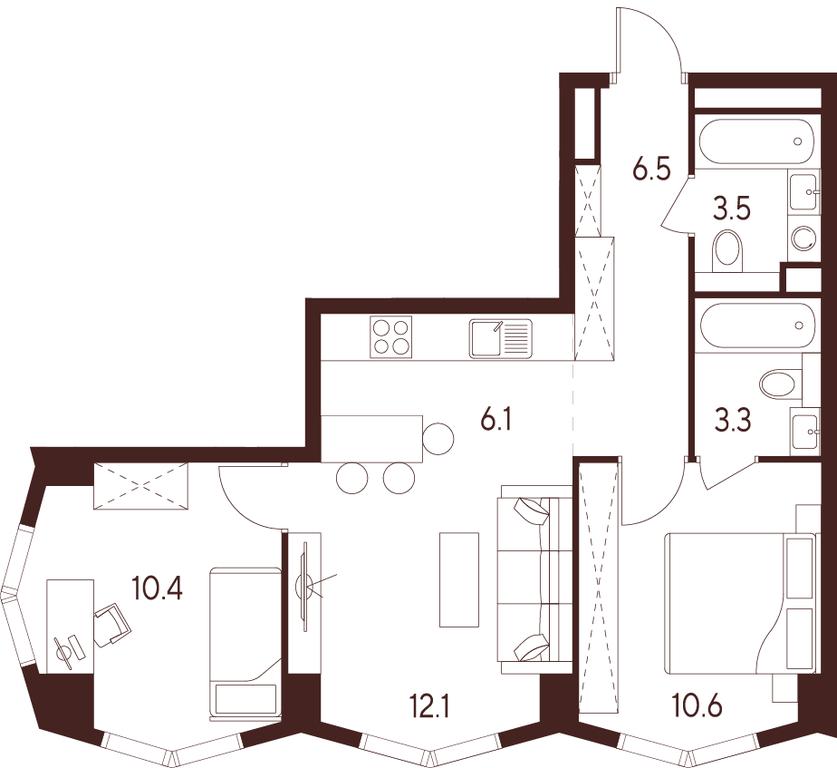 2-BD Apartment Sale, 52.5平方米 at INDY TOWERS (Indi Tauerz), Kuusinen Street, Moscow, Russia #2 2-BD Apartment Sale, 52.5平方米 at INDY TOWERS (Indi Tauerz), Kuusinen Street, Moscow, Russia #2