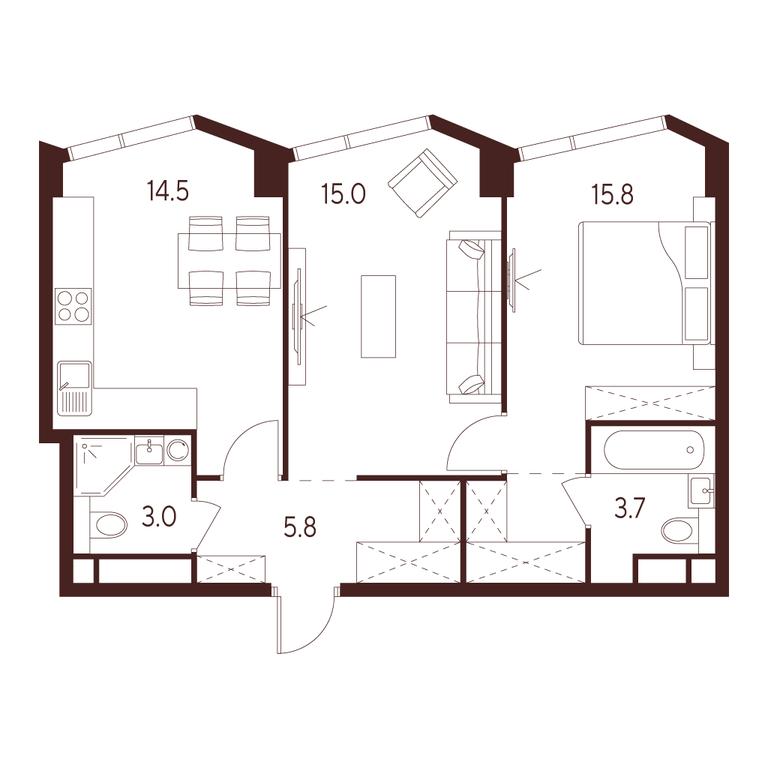 2-BD Apartment Sale, 57.8平方米 at INDY TOWERS (Indi Tauerz), Kuusinen Street, Moscow, Russia #1 2-BD Apartment Sale, 57.8平方米 at INDY TOWERS (Indi Tauerz), Kuusinen Street, Moscow, Russia #1