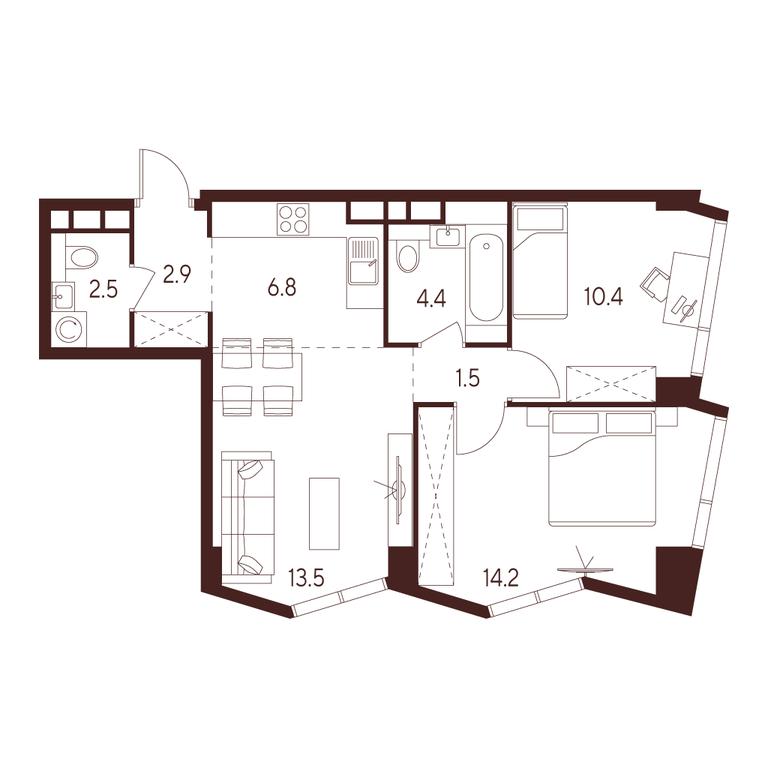 2-BD Apartment Sale, 56.2平方米 at INDY TOWERS (Indi Tauerz), Kuusinen Street, Moscow, Russia #1 2-BD Apartment Sale, 56.2平方米 at INDY TOWERS (Indi Tauerz), Kuusinen Street, Moscow, Russia #1