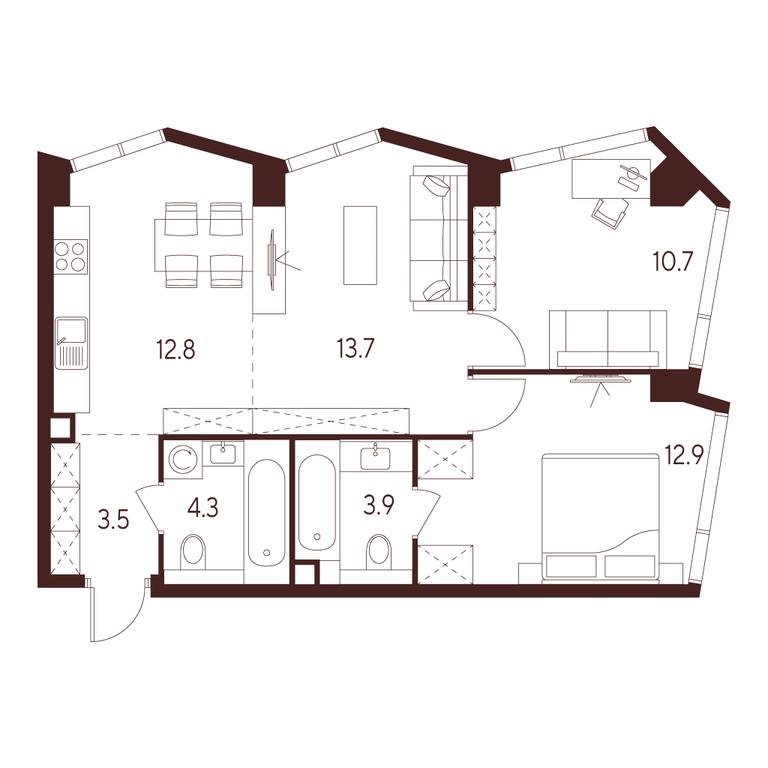 2-BD Apartment Sale, 61.8平方米 at INDY TOWERS (Indi Tauerz), Kuusinen Street, Moscow, Russia #1 2-BD Apartment Sale, 61.8平方米 at INDY TOWERS (Indi Tauerz), Kuusinen Street, Moscow, Russia #1