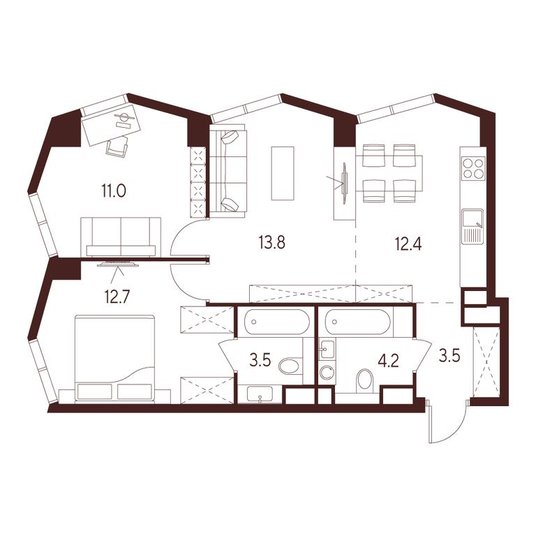 2-BD Apartment Sale, 61.1 sq. m. at INDY TOWERS (Indi Tauerz), Kuusinen Street, Moscow, Russia #1 2-BD Apartment Sale, 61.1 sq. m. at INDY TOWERS (Indi Tauerz), Kuusinen Street, Moscow, Russia #1