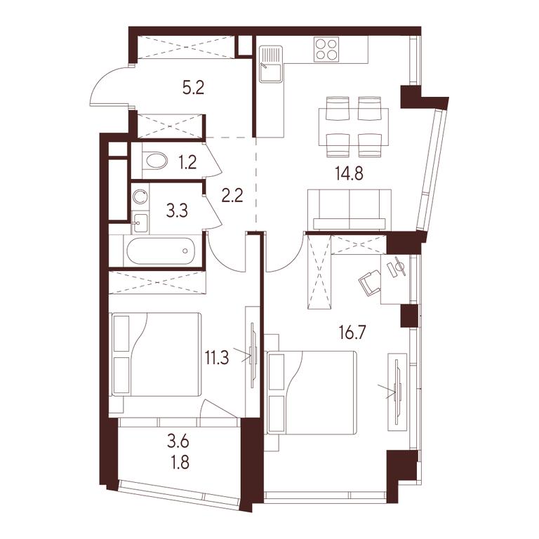 2-BD Apartment Sale, 56.5平方米 at INDY TOWERS (Indi Tauerz), Kuusinen Street, Moscow, Russia #1 2-BD Apartment Sale, 56.5平方米 at INDY TOWERS (Indi Tauerz), Kuusinen Street, Moscow, Russia #1