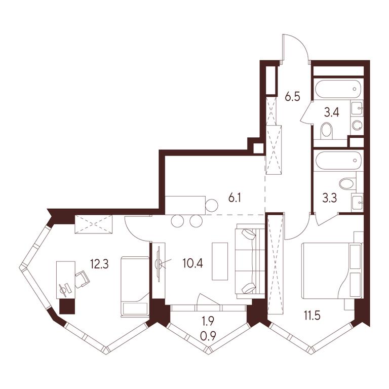 2-BD Apartment Sale, 54.4 sq. m. at INDY TOWERS (Indi Tauerz), Kuusinen Street, Moscow, Russia #1 2-BD Apartment Sale, 54.4 sq. m. at INDY TOWERS (Indi Tauerz), Kuusinen Street, Moscow, Russia #1