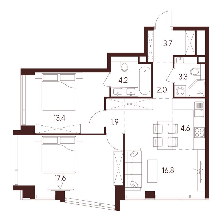 2-BD Apartment Sale, 67.5 sq. m. at INDY TOWERS (Indi Tauerz), Kuusinen Street, Moscow, Russia #1 2-BD Apartment Sale, 67.5 sq. m. at INDY TOWERS (Indi Tauerz), Kuusinen Street, Moscow, Russia #1