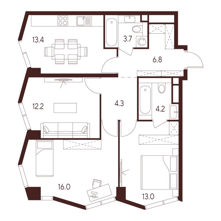 3-BD Apartment Sale, 73.6平方米 at INDY TOWERS (Indi Tauerz), Kuusinen Street, Moscow, Russia #1 3-BD Apartment Sale, 73.6平方米 at INDY TOWERS (Indi Tauerz), Kuusinen Street, Moscow, Russia #1
