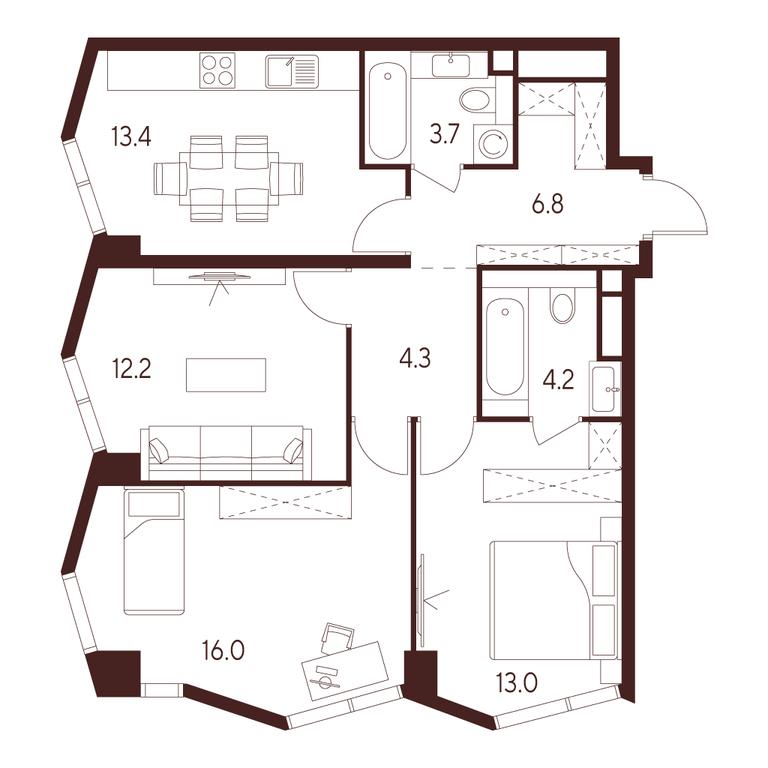 Продажа 3-комн. квартиры, 73,6 м² в ЖК «INDY TOWERS (Инди Тауэрз)», улица Куусинена, Москва, Россия #1 Продажа 3-комн. квартиры, 73,6 м² в ЖК «INDY TOWERS (Инди Тауэрз)», улица Куусинена, Москва, Россия #1