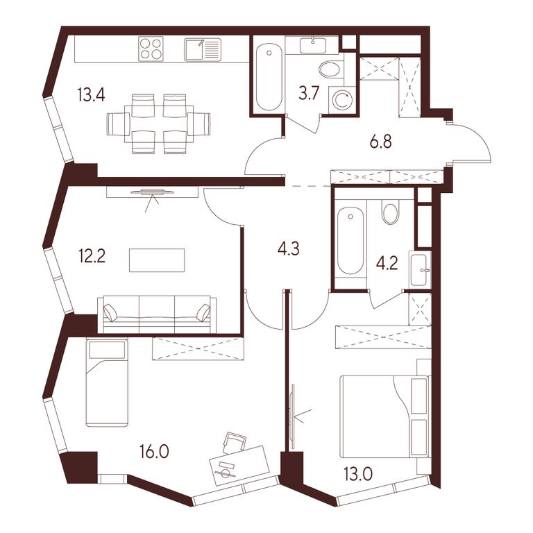 3-BD Apartment Sale, 73.6 sq. m. at INDY TOWERS (Indi Tauerz), Kuusinen Street, Moscow, Russia #1 3-BD Apartment Sale, 73.6 sq. m. at INDY TOWERS (Indi Tauerz), Kuusinen Street, Moscow, Russia #1