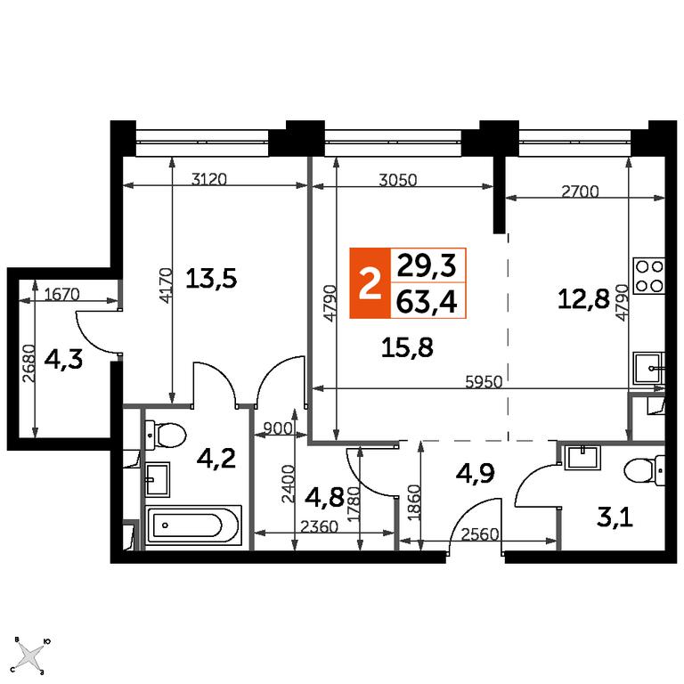 2-BD Apartment Sale, 63.4平方米 at Sydney City, Shenogina Street, 2, Moscow, Russia #1 2-BD Apartment Sale, 63.4平方米 at Sydney City, Shenogina Street, 2, Moscow, Russia #1