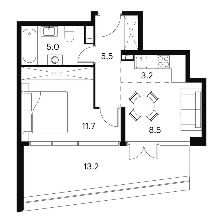 1-BD Apartment Sale, 47.1平方米 at Akvilon Signal (Akvilon Signal), Signalny Drive, 12, Moscow, Russia #1