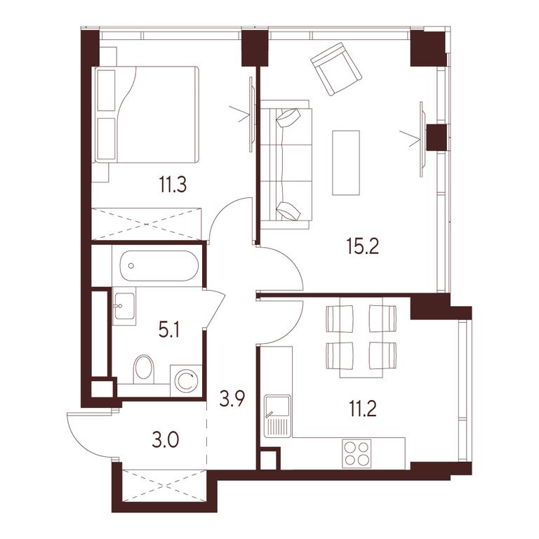 2-BD Apartment Sale, 49.7 sq. m. at INDY TOWERS (Indi Tauerz), Kuusinen Street, Moscow, Russia #1 2-BD Apartment Sale, 49.7 sq. m. at INDY TOWERS (Indi Tauerz), Kuusinen Street, Moscow, Russia #1