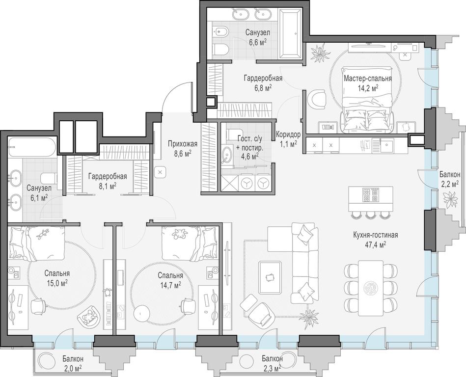 2-BD Apartment Sale, 135.2平方米 at Tishinskiy bulvar, Gruzinsky Val Street, 10, Moscow, Russia #1 2-BD Apartment Sale, 135.2平方米 at Tishinskiy bulvar, Gruzinsky Val Street, 10, Moscow, Russia #1