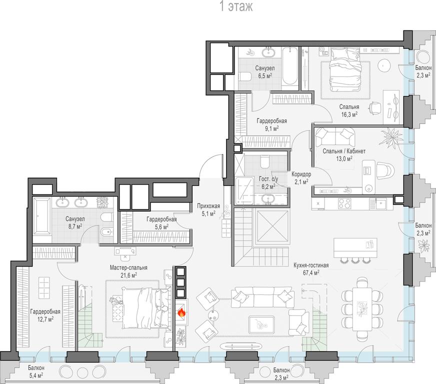 4-BD Apartment Sale, 246.2 sq. m. at Tishinskiy bulvar, Gruzinsky Val Street, 10, Moscow, Russia #1