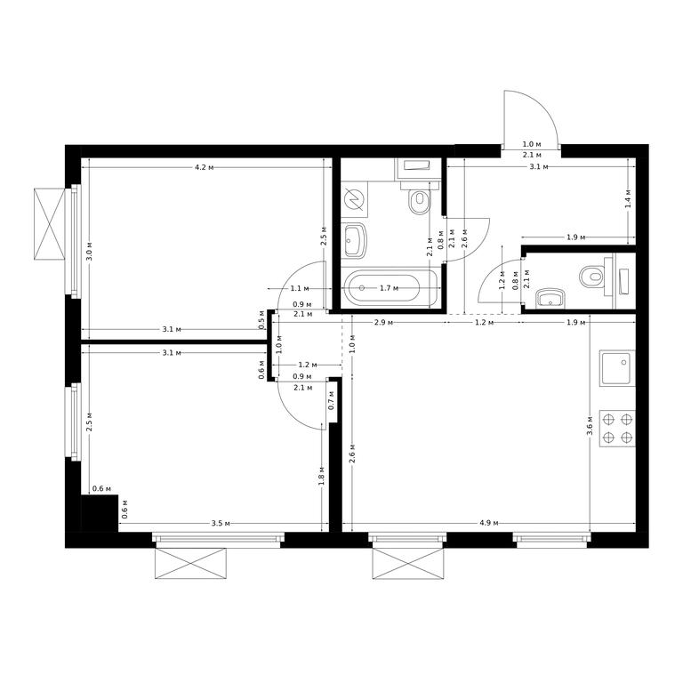 2-BD Apartment Sale, 52.8平方米 at Yutanovo, Gazoprovod Street, 6Гс31, Moscow, Russia #1 2-BD Apartment Sale, 52.8平方米 at Yutanovo, Gazoprovod Street, 6Гс31, Moscow, Russia #1