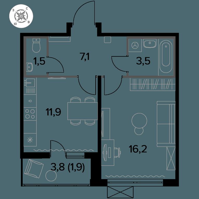 1-BD Apartment Sale, 42.1 sq. m. at Pervyi Leningradskiy, Pervy Leningradskiy Residential Complex, Moscow, Russia #1