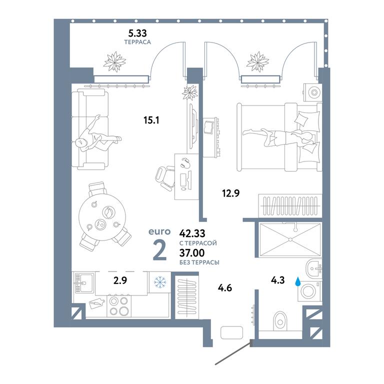 1-BD Apartment Sale, 42.33平方米 at Strana.Ozernaya, Ozyornaya Street, 42с7, Moscow, Russia #1 1-BD Apartment Sale, 42.33平方米 at Strana.Ozernaya, Ozyornaya Street, 42с7, Moscow, Russia #1