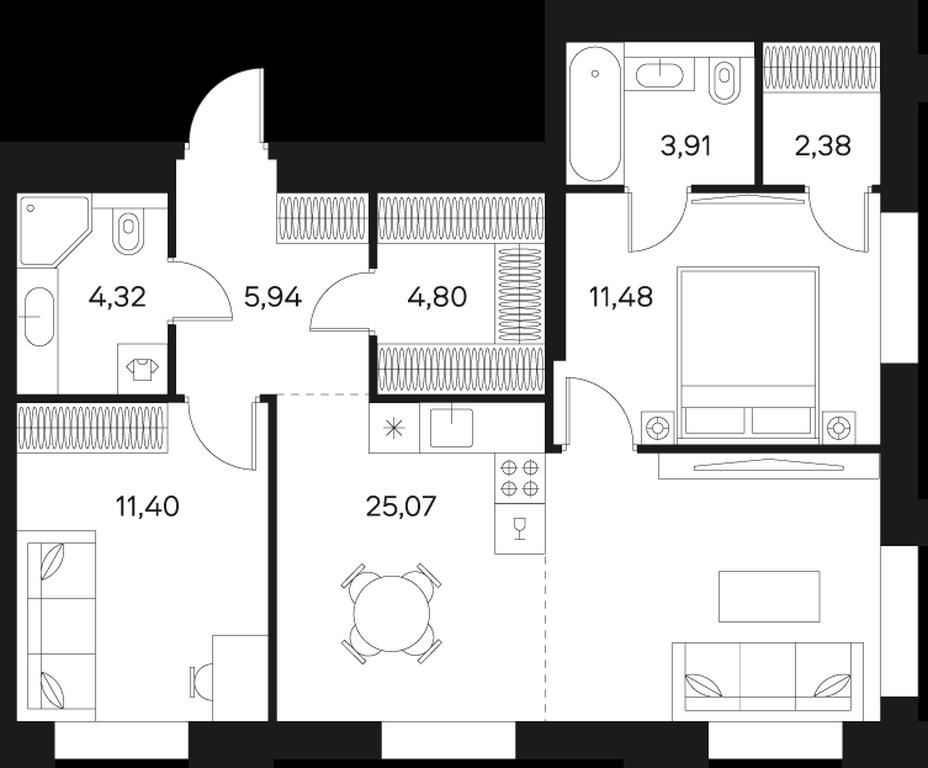 3-BD Apartment Sale, 69.3平方米 at Forst, Avtozavodskaya Street, 24, Moscow, Russia #2 3-BD Apartment Sale, 69.3平方米 at Forst, Avtozavodskaya Street, 24, Moscow, Russia #2