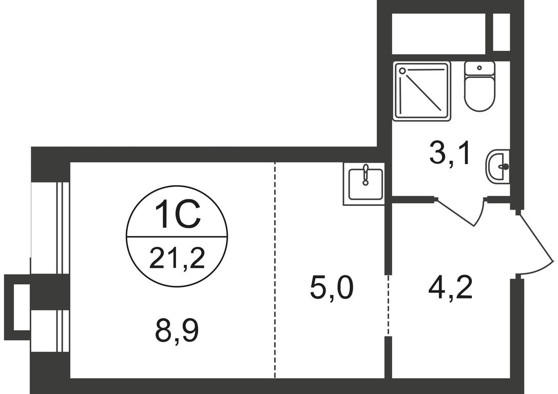 Apartment Sale, 21.2 sq. m. at Pervyi Moskovskiy, ulitsa Bianki, 1, Moskovskiy, Moscow, Russia #1