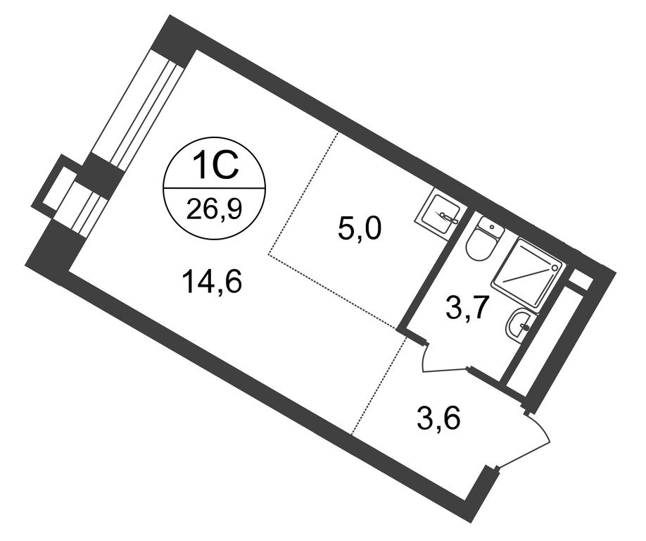 Apartment Sale, 26.9 sq. m. at Pervyi Moskovskiy, ulitsa Bianki, 1, Moskovskiy, Moscow, Russia #1