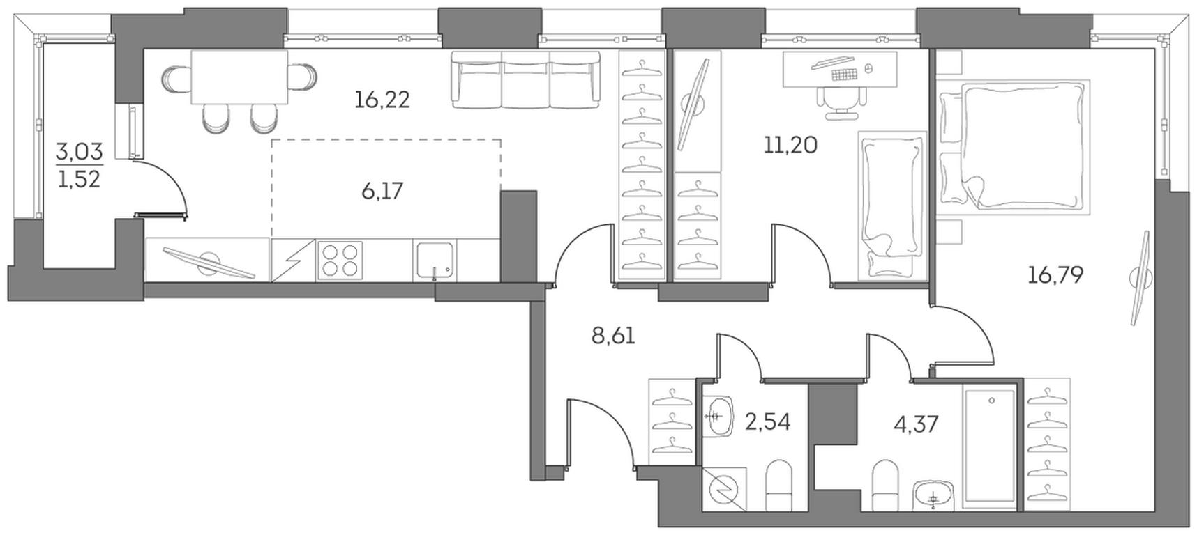 Apartment Sale, 67.42平方米 at Akvilon Beside 2 0, Ryazansky Avenue, Moscow, Russia #1