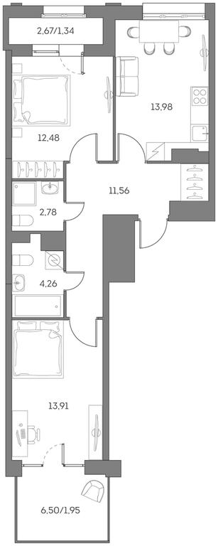 Apartment Sale, 62.26 sq. m. at Akvilon Beside 2 0, Ryazansky Avenue, Moscow, Russia #2