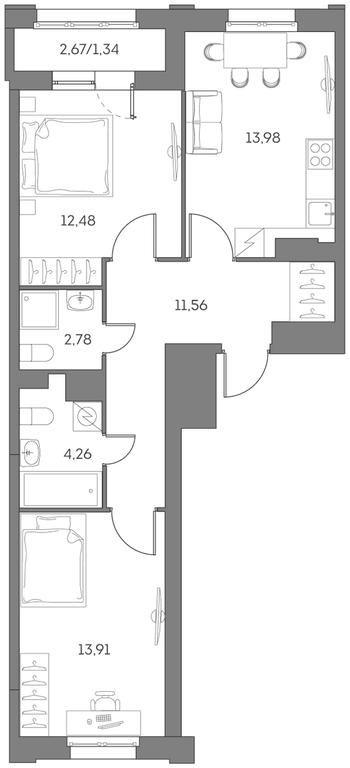 Apartment Sale, 60.31平方米 at Akvilon Beside 2 0, Ryazansky Avenue, Moscow, Russia #2 Apartment Sale, 60.31平方米 at Akvilon Beside 2 0, Ryazansky Avenue, Moscow, Russia #2