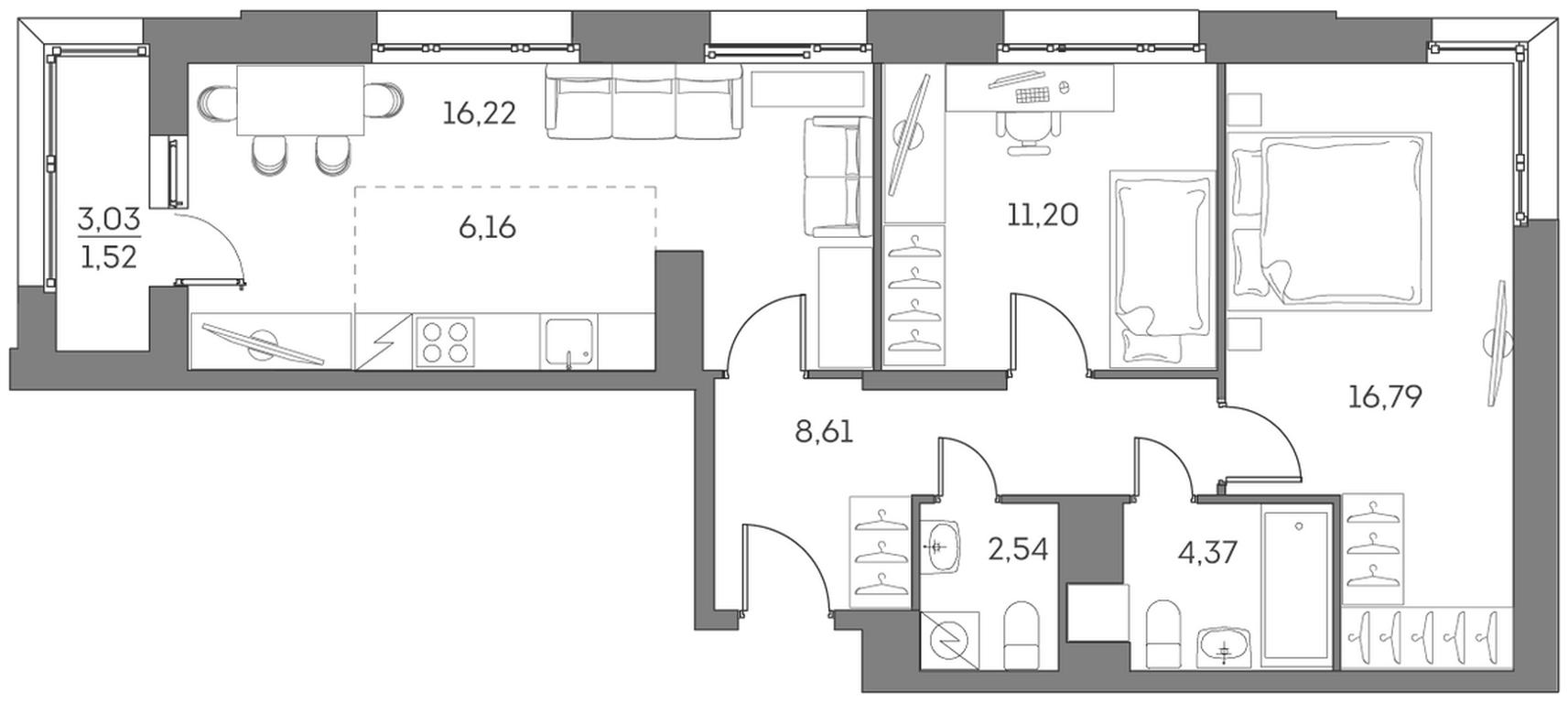 Apartment Sale, 67.41 sq. m. at Akvilon Beside 2 0, Ryazansky Avenue, Moscow, Russia #2 Apartment Sale, 67.41 sq. m. at Akvilon Beside 2 0, Ryazansky Avenue, Moscow, Russia #2