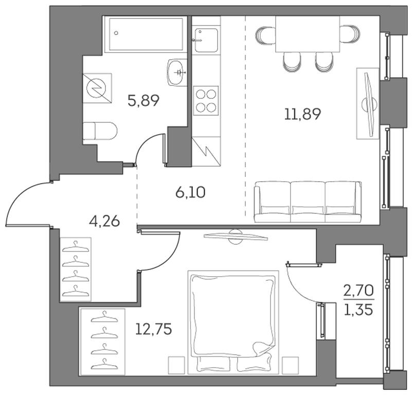 Apartment Sale, 42.24平方米 at Akvilon Beside 2 0, Ryazansky Avenue, Moscow, Russia #1