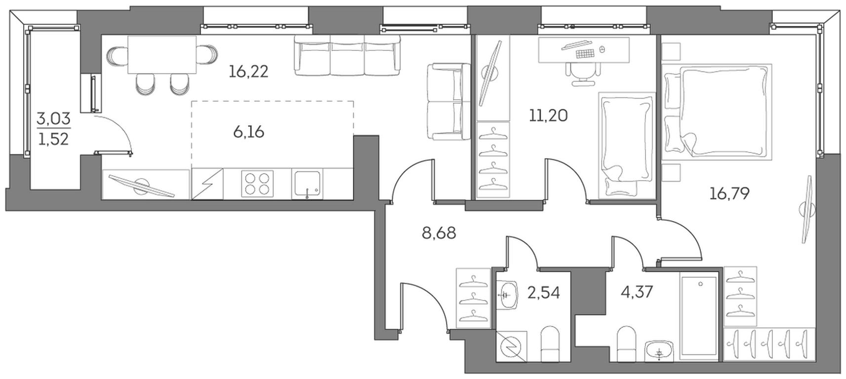 Apartment Sale, 67.48 sq. m. at Akvilon Beside 2 0, Ryazansky Avenue, Moscow, Russia #2 Apartment Sale, 67.48 sq. m. at Akvilon Beside 2 0, Ryazansky Avenue, Moscow, Russia #2