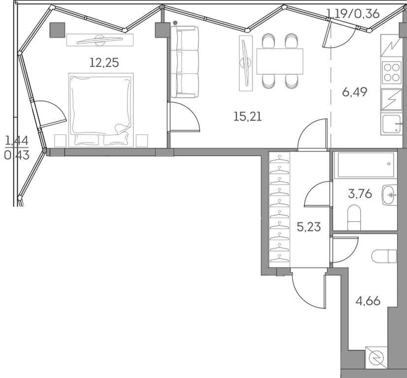 Apartment Sale, 48.39平方米 at Akvilon Beside 2 0, Ryazansky Avenue, Moscow, Russia #2 Apartment Sale, 48.39平方米 at Akvilon Beside 2 0, Ryazansky Avenue, Moscow, Russia #2