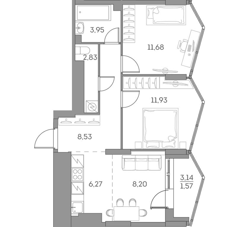 Apartment Sale, 54.96 sq. m. at Akvilon Beside 2 0, Ryazansky Avenue, Moscow, Russia #2 Apartment Sale, 54.96 sq. m. at Akvilon Beside 2 0, Ryazansky Avenue, Moscow, Russia #2
