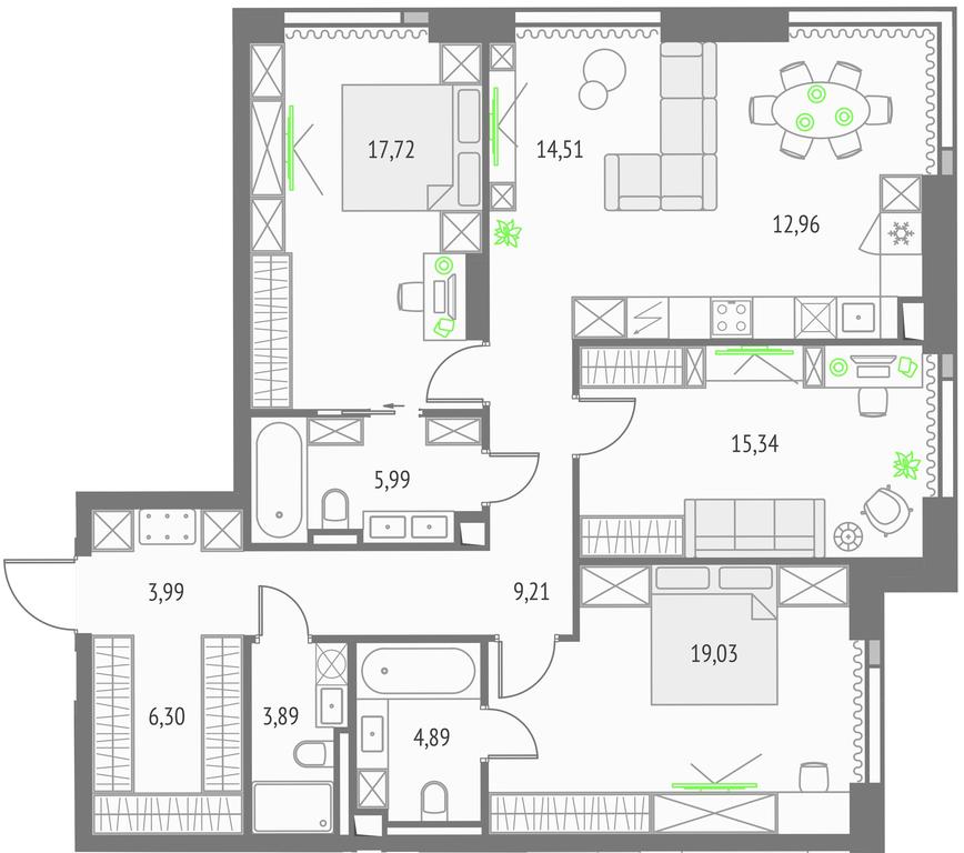 3-BD Apartment Sale, 113.83 sq. m. at Upside Towers, Ogorodny Drive, 4с1, Moscow, Russia #1 3-BD Apartment Sale, 113.83 sq. m. at Upside Towers, Ogorodny Drive, 4с1, Moscow, Russia #1