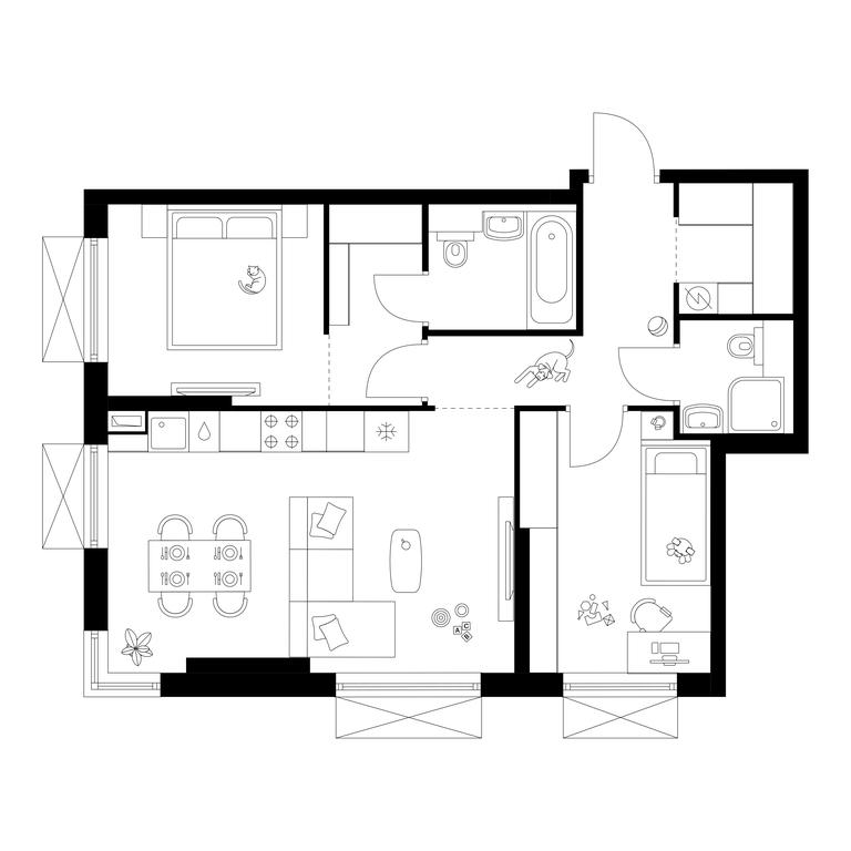 2-BD Apartment Sale, 59.9 sq. m. at Irtyshskiy Kvartal, 2nd Irtyshsky Drive, Moscow, Russia #1