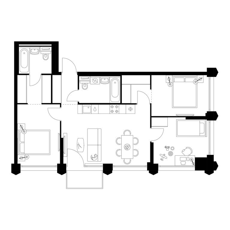 3-BD Apartment Sale, 72.4 sq. m. at Businovskiy Park, Izhorskaya Street, 6с5, Moscow, Russia #1