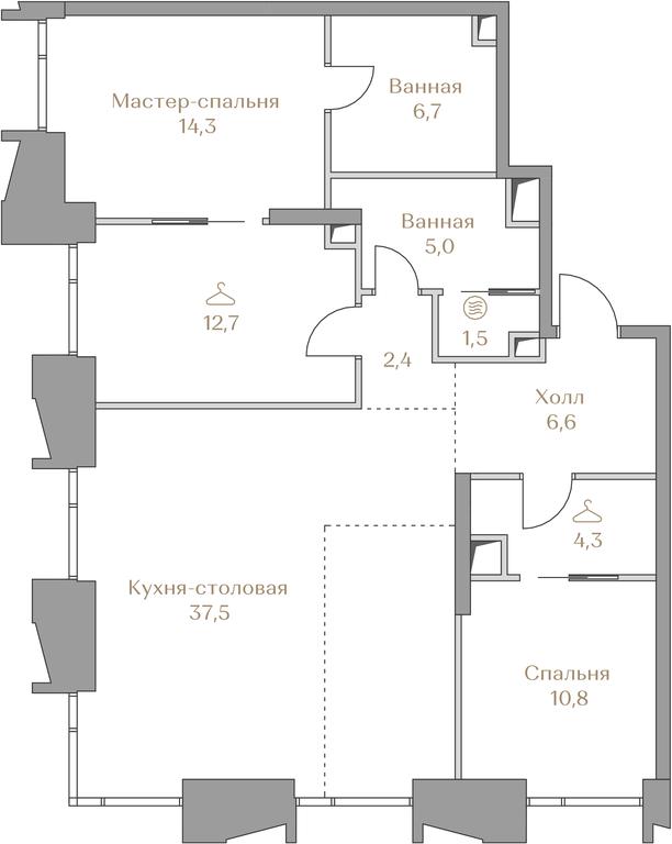 2-BD Apartment Sale, 101.8平方米 at Luzhniki Collection, Luzhnetskaya Embankment, 2/4с17, Moscow, Russia #1