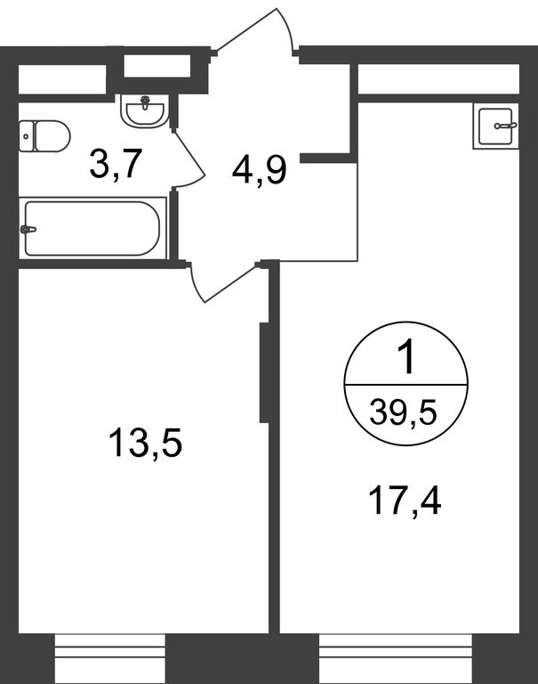 Apartment Sale, 39.5平方米 at Pervyi Moskovskiy, ulitsa Bianki, 1, Moskovskiy, Moscow, Russia #1