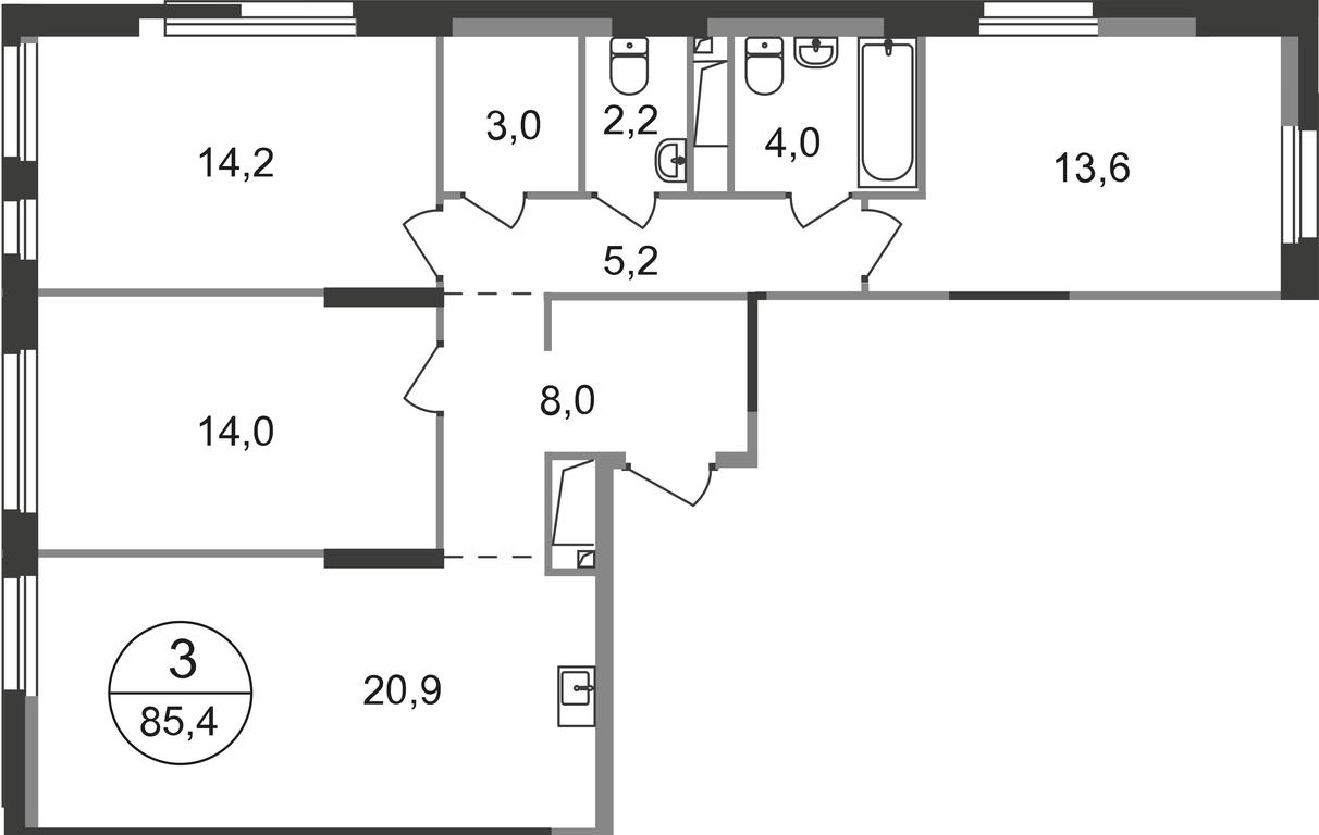 3-BD Apartment Sale, 85.4 sq. m. at Pervyi Moskovskiy, ulitsa Bianki, 1, Moskovskiy, Moscow, Russia #1 3-BD Apartment Sale, 85.4 sq. m. at Pervyi Moskovskiy, ulitsa Bianki, 1, Moskovskiy, Moscow, Russia #1