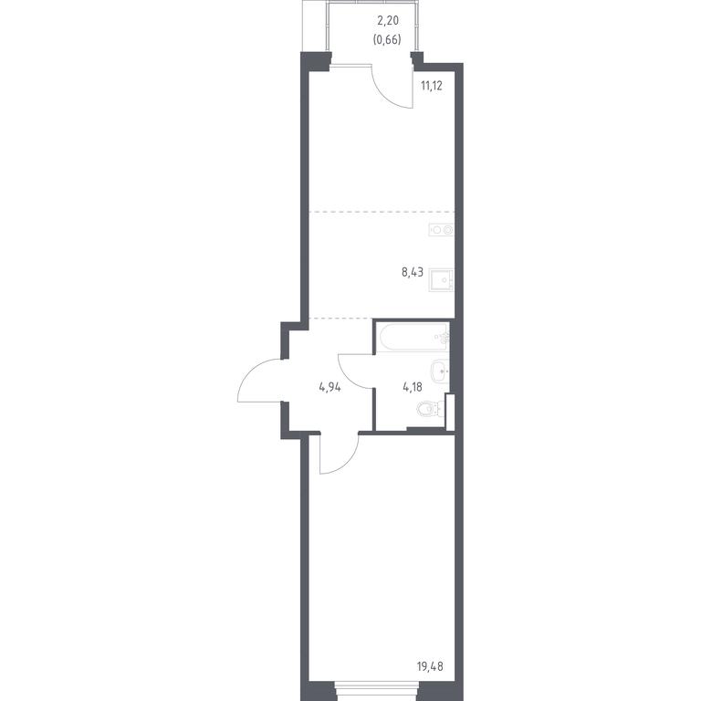 Apartment Sale, 48.81平方米 at Novoe Vnukovo, kvartal № 38, Kokoshkino Settlement, Moscow, Russia #1