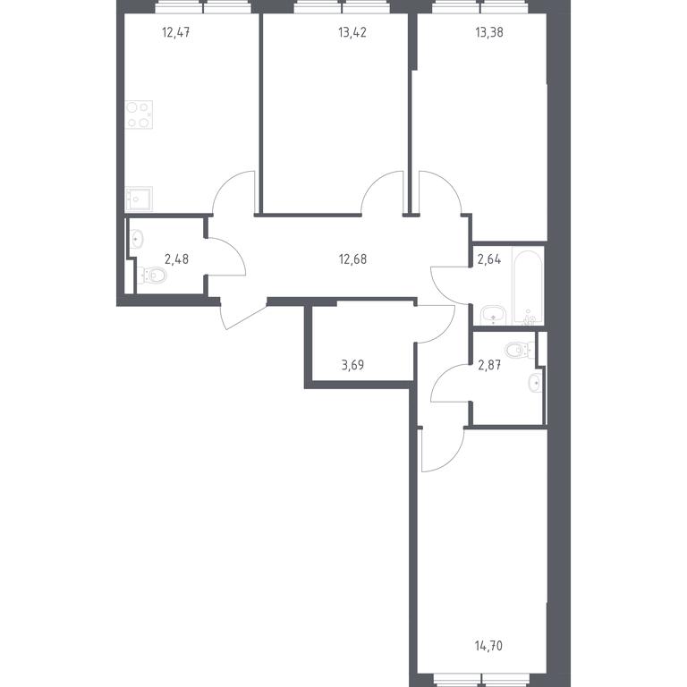 2-BD Apartment Sale, 78.33 sq. m. at Ostafevo, Ostafyevskoe Highway, 12к1, Ryazanovskoe Settlement, Moscow, Russia #1
