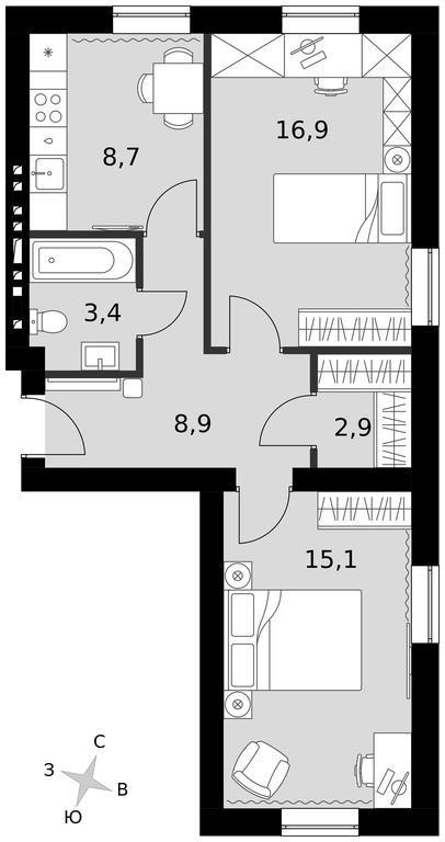 2-BD Apartment Sale, 54.9平方米 at Park Aprel, ulitsa Park Aprel, 1, Aprelevka, Naro-Fominskiy City District, Moscow Region, Russia #1 2-BD Apartment Sale, 54.9平方米 at Park Aprel, ulitsa Park Aprel, 1, Aprelevka, Naro-Fominskiy City District, Moscow Region, Russia #1