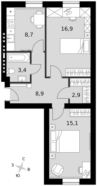 2-BD Apartment Sale, 54.9平方米 at Park Aprel, ulitsa Park Aprel, 1, Aprelevka, Naro-Fominskiy City District, Moscow Region, Russia #1 2-BD Apartment Sale, 54.9平方米 at Park Aprel, ulitsa Park Aprel, 1, Aprelevka, Naro-Fominskiy City District, Moscow Region, Russia #1